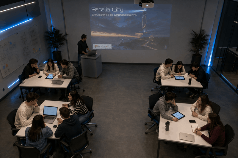 Vista de decisiones empresariales en Faralia City