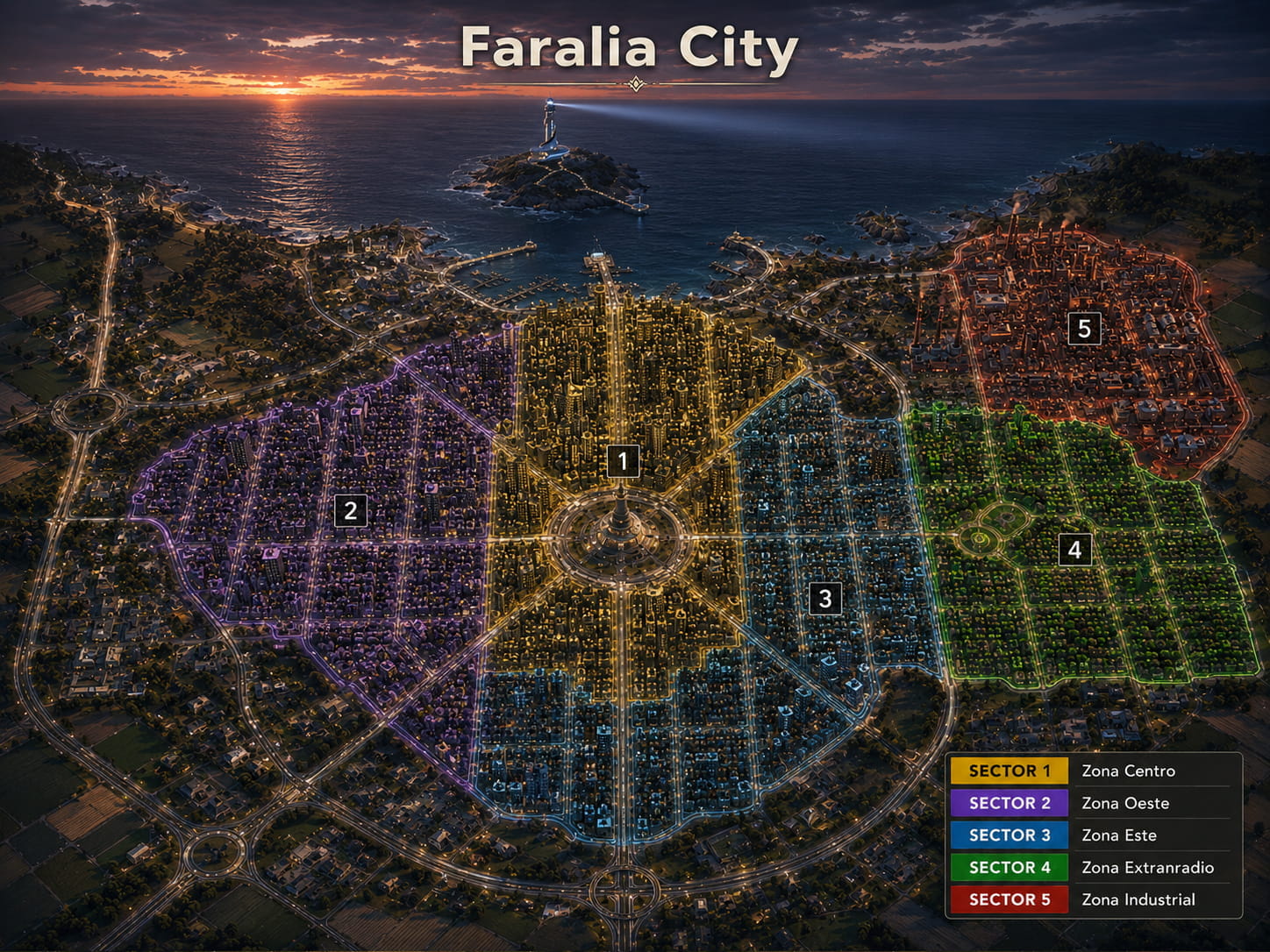 Mapa simulado de Faralia City
